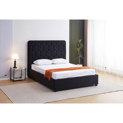 Seconique Black Madison Ottoman 5' King Bed Velvet Fabric Size 26