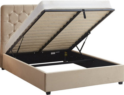Seconique Madison Ottoman 5' King Size Bed Fawn Velvet Fabric