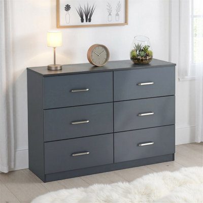 B&Q -  Dakota 6 Drawer Chest Of Drawers Dark Grey