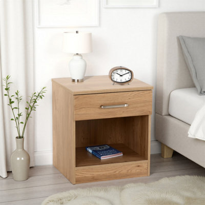 Seconique Dakota 1 Drawer Bedside Oak Effect from B&Q