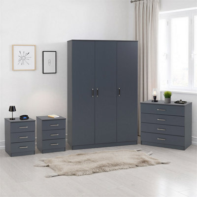 Seconique Dakota 3 Door Wardrobe Bedroom Set Grey from B&Q