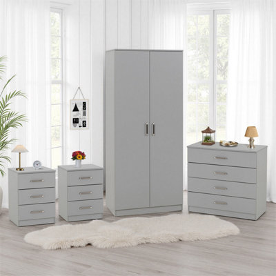 Seconique Dakota 2 Door Wardrobe Bedroom SetLight Grey from B&Q