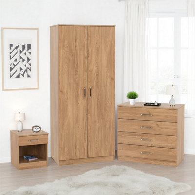 Seconique Dakota Trio Bedroom Set Oak Effect