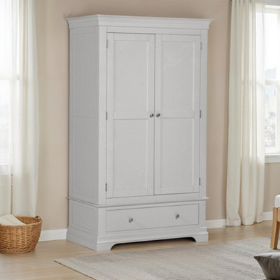 Seconique 2 Door Wardrobe Pebble And Oak (Partially Assembled) Bordeaux/Grey