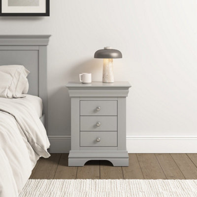 Seconique 3 Drawer Bedside Pebble Fully Assembled Bordeaux/Grey