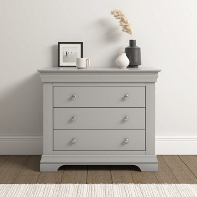 Seconique Bordeaux 3 Drawer Chest Pebble Grey   Fully Assembled from B&Q