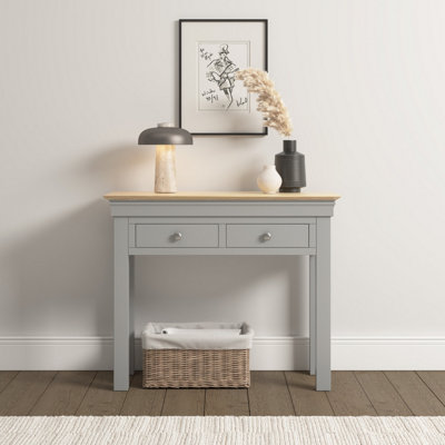 Seconique Console Table - Pebble Grey/Oak Fully Assembled Bordeaux/Grey