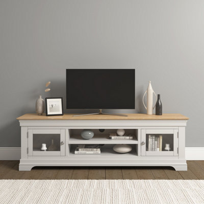 Seconique Bordeaux Large Tv Stand  Ivory & Oak   Fully Assembled from B&Q