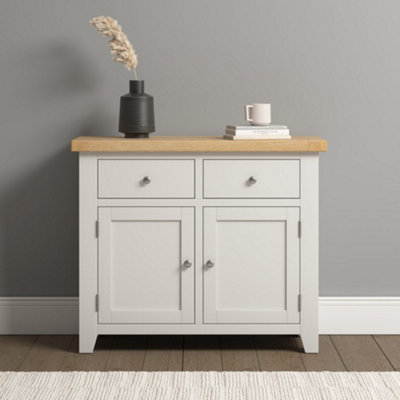 Seconique Windsor 2 Door 2 Drawer Sideboard With Oak Top Fully Assembled Storage Unit Ivory