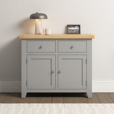 Seconique Windsor 2 Door 2 Drawer Sideboard Oak With Dovetail Joints Fully Assembled Grey