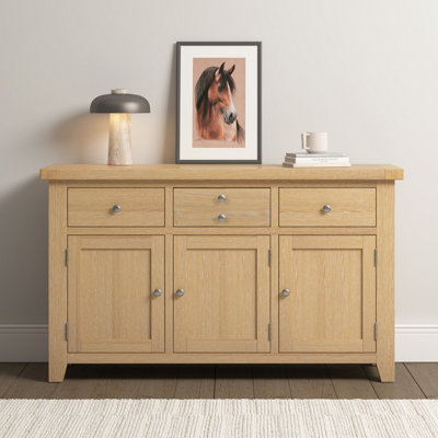 Seconique Windsor 3 Door 3 Drawer Sideboard Natural Oak Fully Assembled