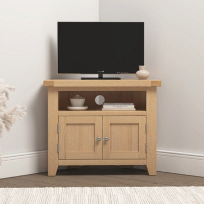 Seconique Grain Windsor Corner Tv Unit Real Natural Oak Fully Assembled