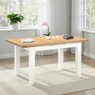 Seconique Windsor Extending Dining Table Ivory With Oak Top Part Assembled from B&Q