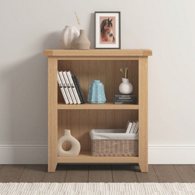 Seconique Grain Windsor Low Bookcase With Real Natural Oak Fully Assembled