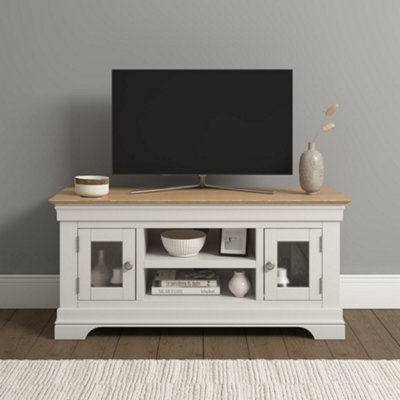 Seconique Bordeaux Small Tv Stand Ivory And Oak  Fully Assembled from B&Q