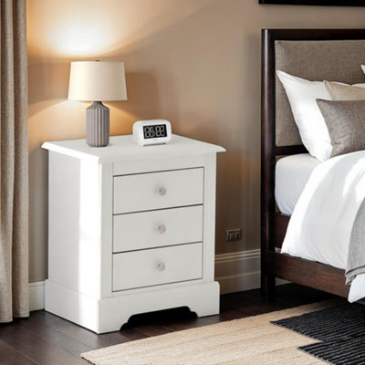Seconique Stratford 3 Drawer Bedside White Shabby Chic from B&Q