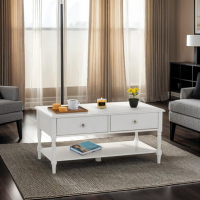 Seconique Stratford 2 Drawer Coffee Table White Shabby Chic from B&Q