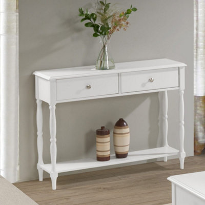 Seconique Stratford 2 Drawer Console Table Shabby Chic White