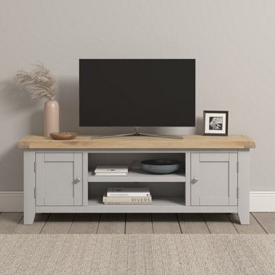 Seconique Windsor Straight Tv UnitPebble Grey/oak from B&Q