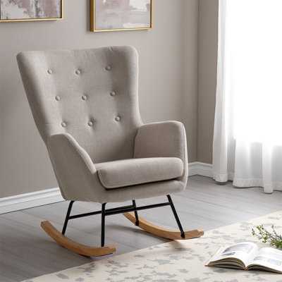 B&Q -  Hayden Rocking Chair -Beige Fabric