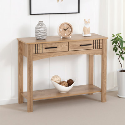 B&Q -  Tessa 2 Drawer Console TableNatural Oak