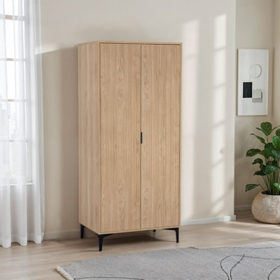 Seconique Miami 2 Door WardrobeOak Effect/black from B&Q