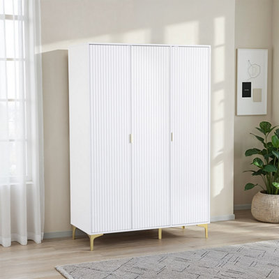 Seconique Miami 3 Door WardrobeWhite/gold from B&Q