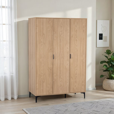 Seconique Miami 3 Door WardrobeOak Effect/black from B&Q