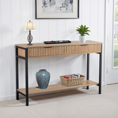 Seconique Miami 2 Drawer Console TableOak Effect/black