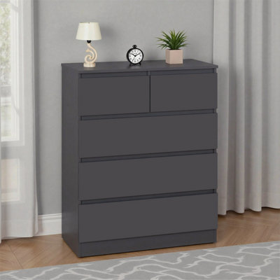Seconique Malvern 3+2 Drawer ChestGrey from B&Q