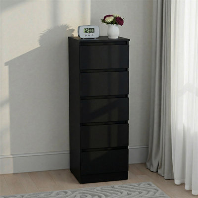 Seconique Malvern 5 Drawer Narrow ChestBlack from B&Q
