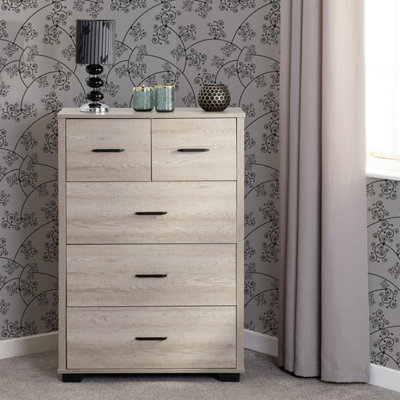 Seconique Oliver 3+2 Drawer Chest-Light Oak Effect from B&Q