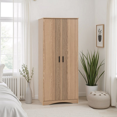B&Q -  Tessa 2 Door Wardrobe-Natural Oak Effect