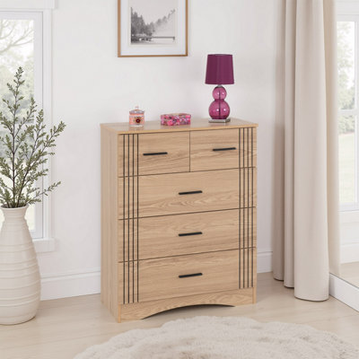 B&Q -  Tessa 3+2 Drawer ChestNatural Oak Effect