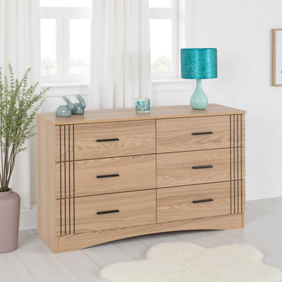 Seconique Tessa 6 Drawer Chest-Natural Oak Effect from B&Q