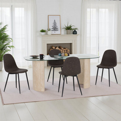Seconique Modena Dining Set With Athens ChairsCream/brown Pu from B&Q