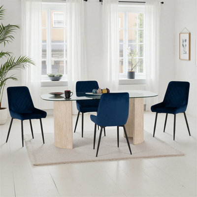 Seconique Modena Dining Set With Sapphire Blue Velvet Avery Chairs from B&Q