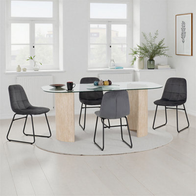 Seconique Modena Dining Set With Grey Velvet Lukas Chairs from B&Q