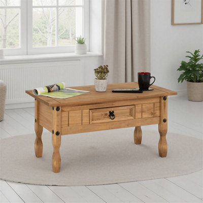 Seconique 1 Drawer Coffee Table - Distressed Waxed Pine - Image 5
