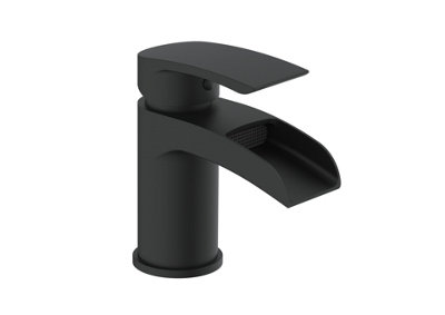 VeeBath Symphony Round Waterfall Mono Basin Mixer Tap With WasteMatt Black from B&Q