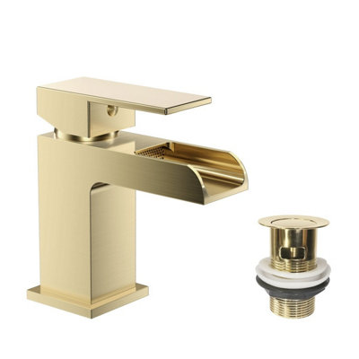 VeeBath Kelvin Square Waterfall Mono Basin Mixer Tap With Waste from B&Q