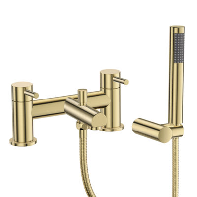 VeeBath Dixon Round Lever Bath Shower Mixer Tap With KitBrushed Brass from B&Q
