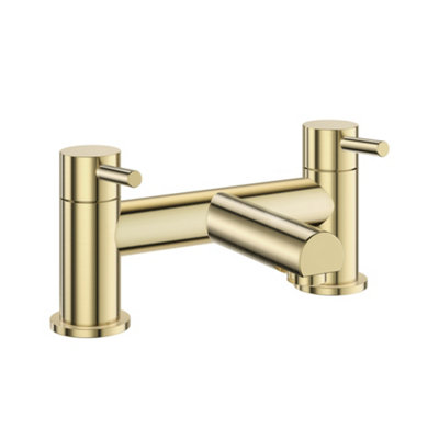 VeeBath Dixon Round Bath Filler Mixer TapBrushed Brass from B&Q