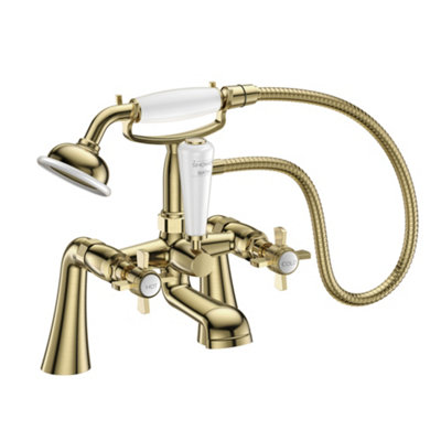 VeeBath Regency Traditional Bath Shower Mixer Tap With KitBrushed Brass from B&Q