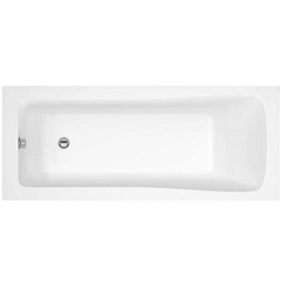 Ibathuk Bathroom White Gloss Bath Single Ended Straight Sqaure Acrylic Bathtub With Adjustable Feet1700 X 750mm from B&Q