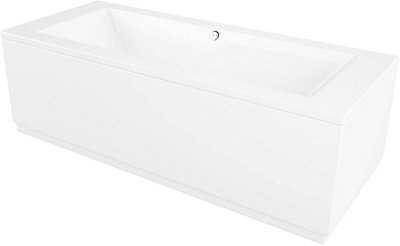 Ibathuk Bathroom White Gloss Bath Double Ended Straight Square Acrylic Bathtub With Adjustable Feet1800 X 800mm from B&Q