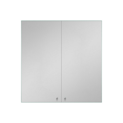B&Q -  600 mm Wall Mounted Mirror Cabinet Stainless Steel Bathroom Storage Unit