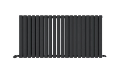 Ibathuk Strata Horizontal Radiators, Double Oval Panel Radiator 600 X 1200Mm Designer Radiators, Double Panel Radiato Anthracite