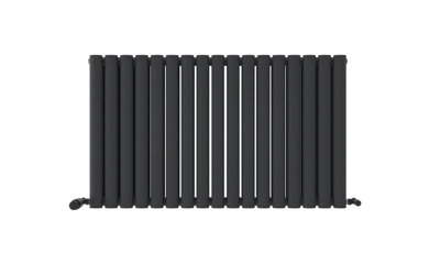 Ibathuk Princia Horizontal Double Oval Panel Radiator Anthracite 600 X 1020mm -Grey from B&Q