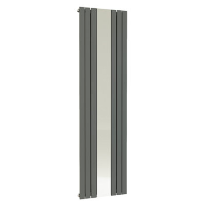 Ibathuk Belgravia Vertical Single Slim Flat Mirrored Panel Radiator Anthracite 1800mm X 605mm-Grey from B&Q